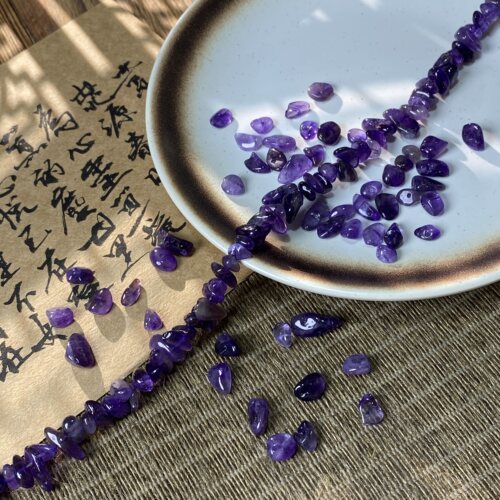 天然加色紫水晶5*8mm有孔碎石手工diy串珠手链项链饰品材料S04
