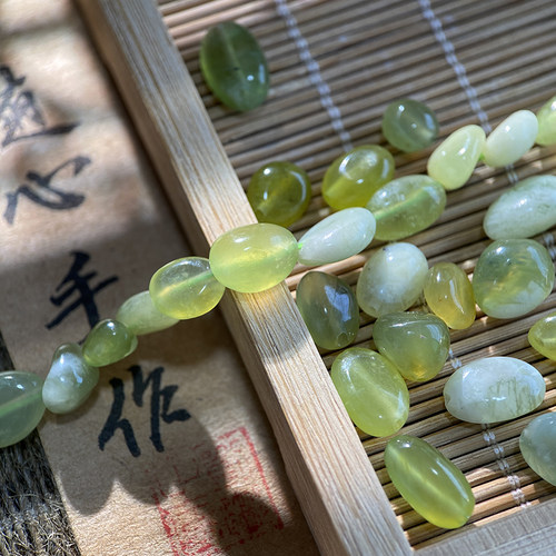 天然岫玉随形珠6*8mm异形珠子diy串珠手链项链饰品配件材料S263
