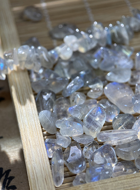 天然灰月光5*8mm有孔碎石手工diy串珠手链项链饰品配件材料S31