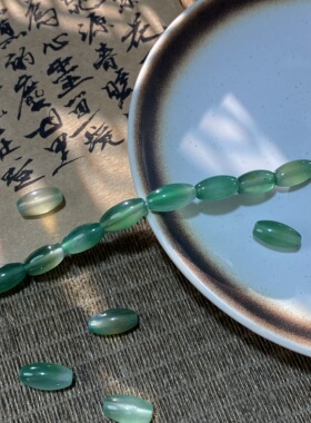 天然绿玛瑙8*15mm米珠散珠手工diy串珠手链项链饰品配件材料X697