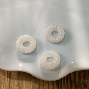 天然白玉髓甜甜圈11 3mm跑环玉髓项链吊坠手工diy饰品配件X249