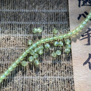 天然A货橄榄石切面珠米珠3mm散珠diy串珠手链项链饰品配件S132