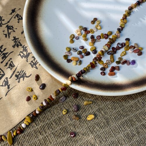 天然蛋黄石3*5mm有孔碎石手工diy串珠子手链项链饰品配件材料S127