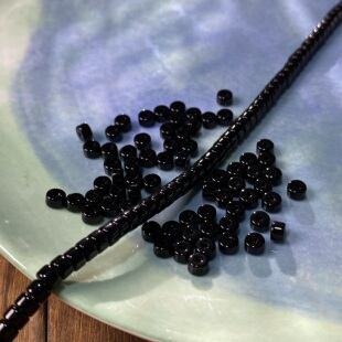 天然黑曜石4*2mm直切药片珠散珠手工diy串珠手链项链饰品配件X502