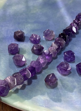 天然紫晶6*11mm冲角珠散珠子手工diy串珠手链项链饰品配件S890