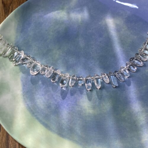 天然白水晶6*12mm长牙碎石手工DIY串珠项链饰品配件半成品S432