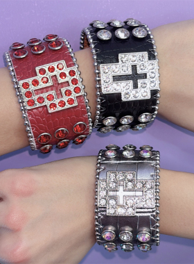 朋克水钻十字架小众手环