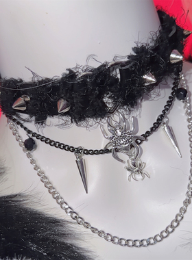 欧美多层次卷毛蜘蛛项圈