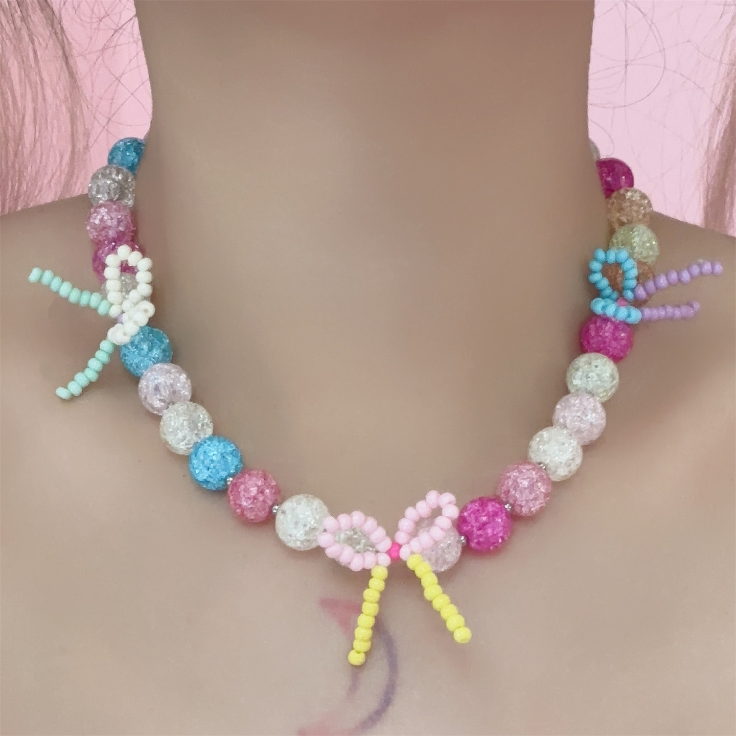 甜美少女多巴胺蝴蝶结项链