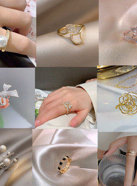 银色珍珠戒指女时尚轻奢小众个性ins潮网红开口高级感女士食