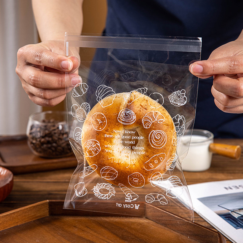 面包包装袋贝果司康自封袋烘焙专用面包手撕甜甜圈自粘透明打包袋