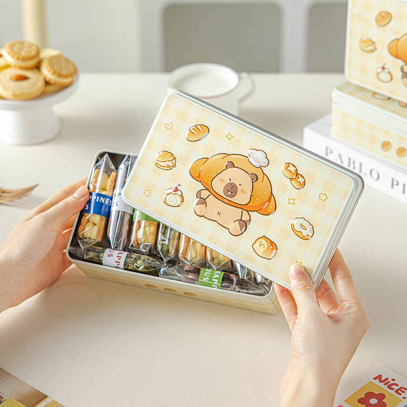 长方形铁罐卡皮巴拉浮雕可爱伴手礼物品盒子结婚喜糖果生日空包装