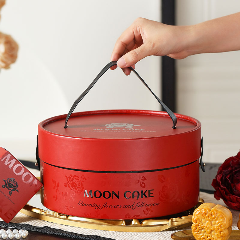 圆形月饼空包装礼盒广式烘焙糕点心手提送人6粒8批发定制logo商用