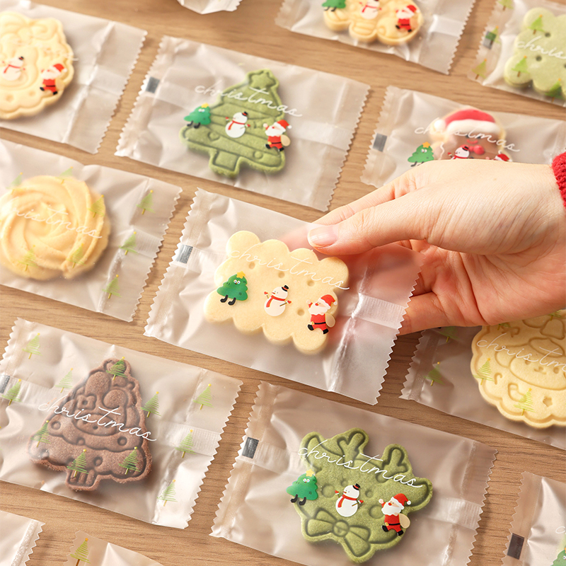 圣诞饼干包装袋子机封简约透明商用无异味批发太妃糖果雪花酥牛轧