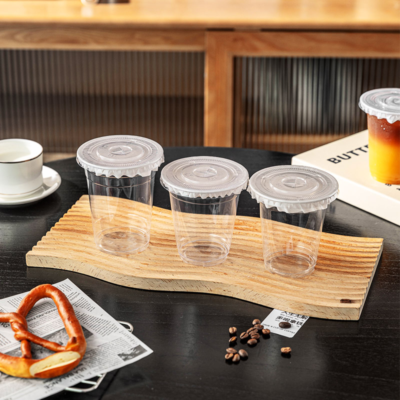 咖啡杯子酸奶一次性茶外出携带便大容量精致塑料透明饮料瓶500ml
