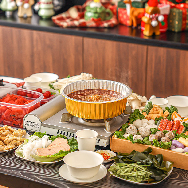 2025新款一次性火锅锅具便携式一人一锅专用户外铝箔单多人卡式炉