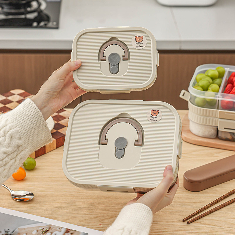 食品级长方形保鲜盒卡扣密封带盖米饭水果打包分格可微波加热冷冻