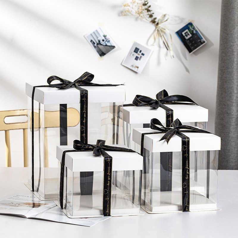 4 6 8 10寸生日透明加高蛋糕盒子烘焙定制家用双层慕斯蛋糕包