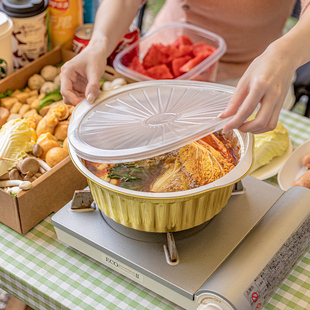 一次性火锅锅具锡纸露营2025新款免洗加厚家用卡式炉专用一套户外