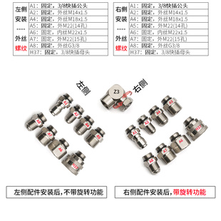 Z3双内丝直角旋转接头高压洗车机防缠绕360度不锈钢M14M18M22G3/8