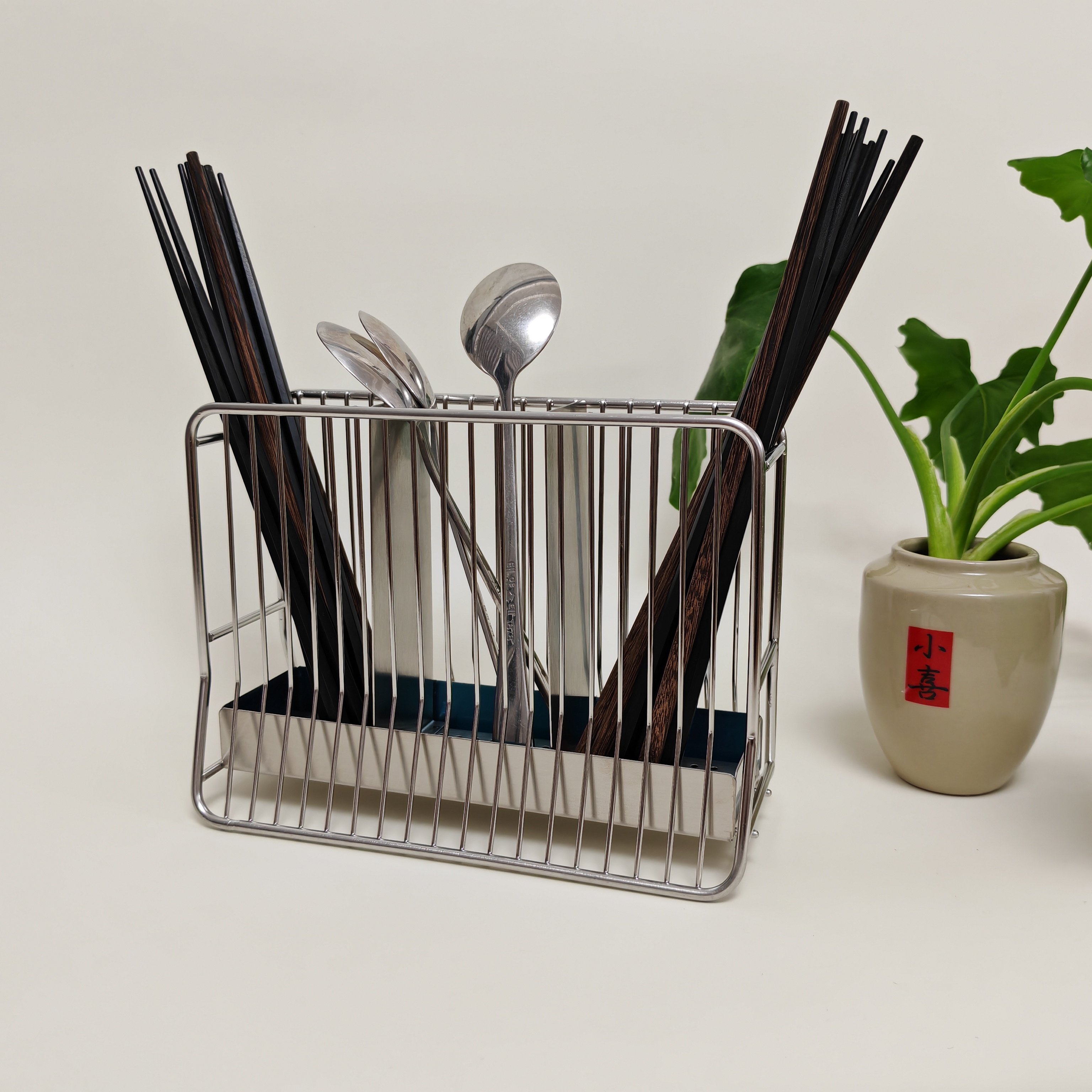304不锈钢桌面筷子筒筷子桶筷子笼置物架子收纳盒沥水通风防霉