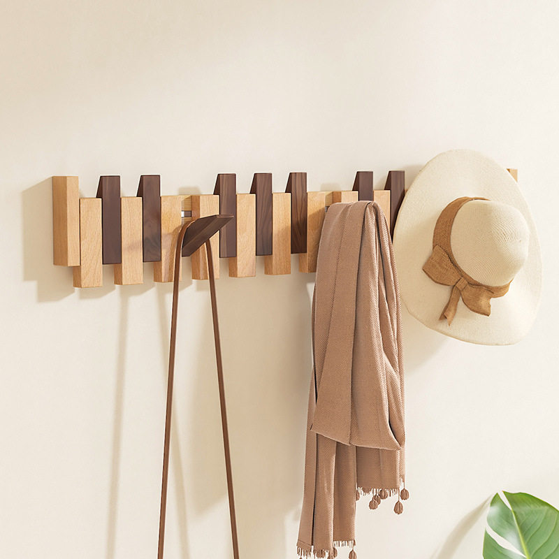 免打孔墙上衣服挂钩入户玄关门后琴键挂衣钩实木卧室衣服衣帽挂架,收纳整理,挂门置物架,淘宝优惠券,粉丝福利购,淘宝优惠卷
