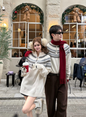 TYD光洙穿搭 费尔岛提花慵懒风毛衣男冬季美式复古高领针织衫6511