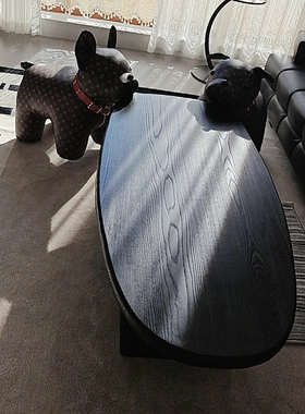 北欧侘寂风实木茶几中古矮桌民宿黑色边几设计师白蜡木客厅茶桌子