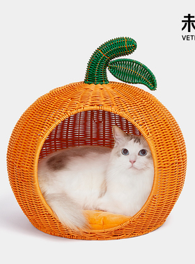 未卡大橘大利藤窝藤编猫窝成幼猫四季棉窝可拆卸棉垫环保材质