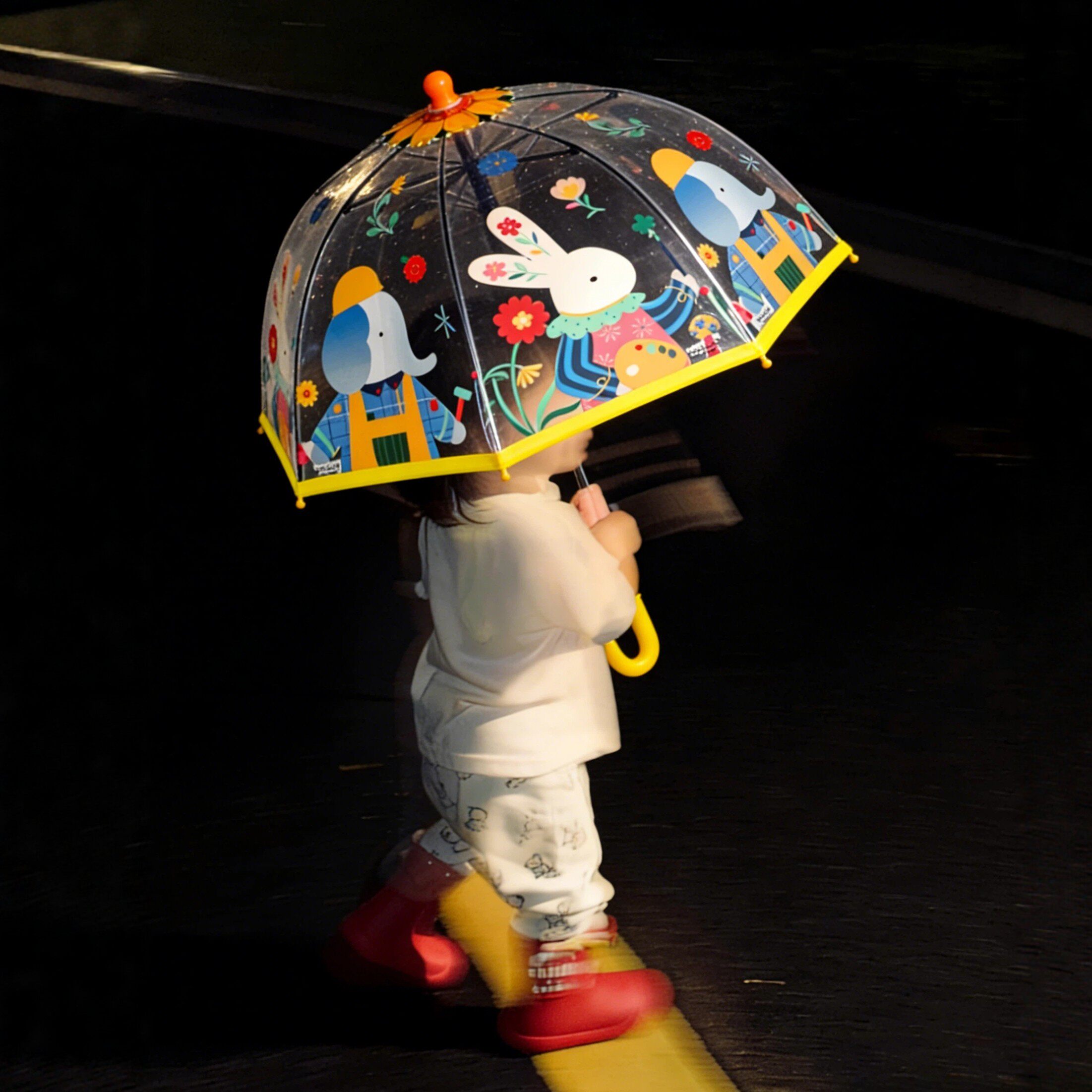 儿童长柄透明防风防晒雨伞图片