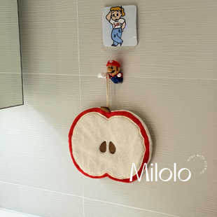 苹果心擦手巾挂式可爱卫生间不掉毛柔软小毛巾超强吸水加厚擦手帕