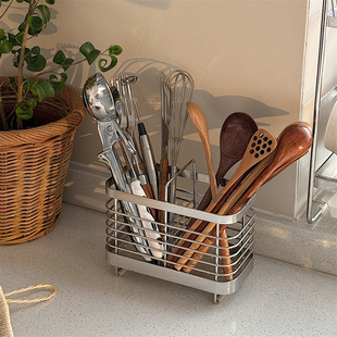 厨房筷子勺子收纳盒台面家用大容量筷子筒不锈钢沥水防霉筷子笼