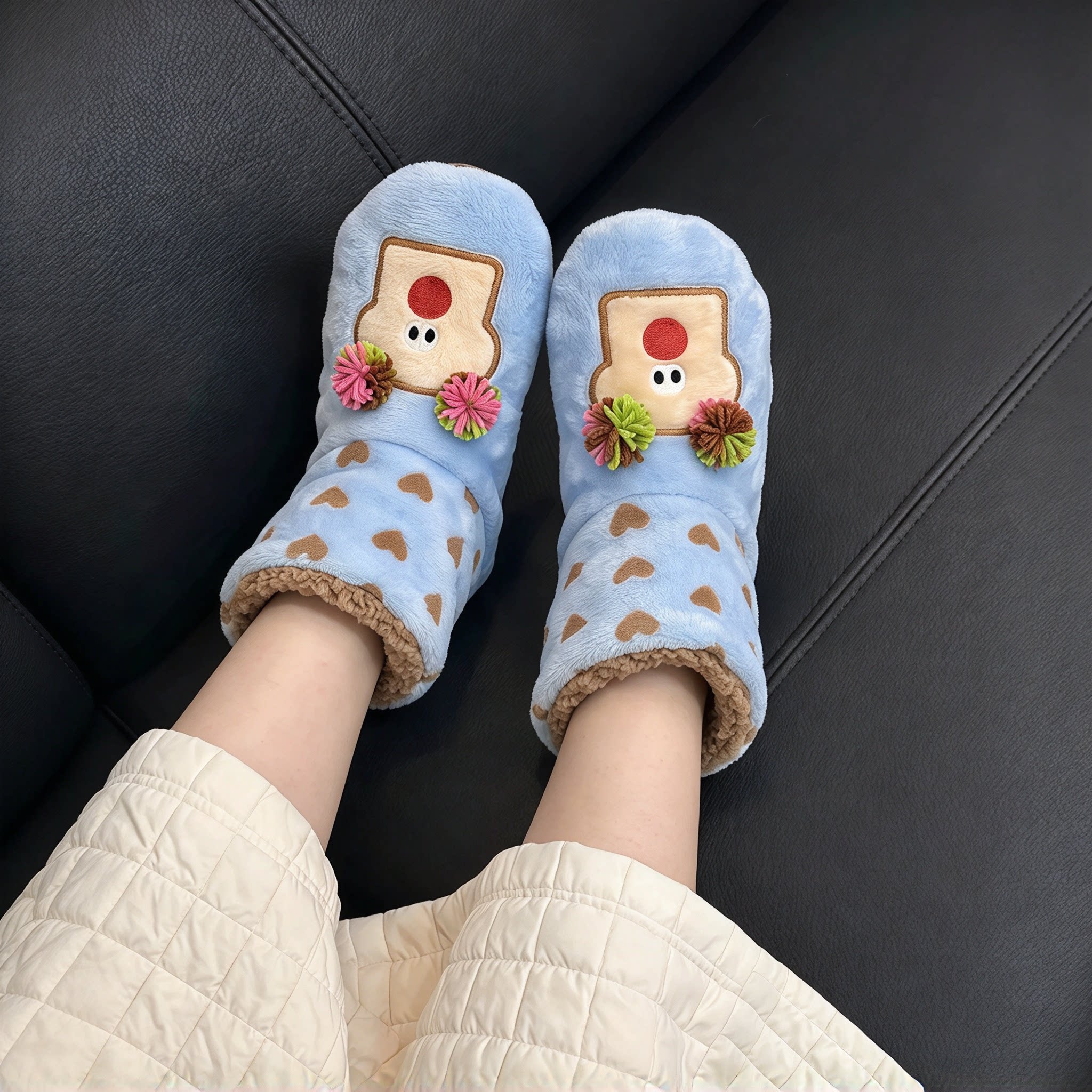 地板袜女秋冬季加绒加厚保暖珊瑚绒睡眠袜可爱卡通家居防滑中筒袜