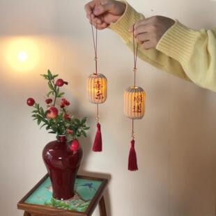 新年发光小灯笼挂饰春节过年绿植树上挂件马年喜庆迷你布置装饰