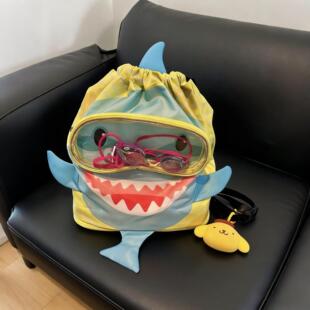 鲨鱼儿童干湿分离游泳包大容量泳衣收纳袋带鞋仓海边便携式双肩包