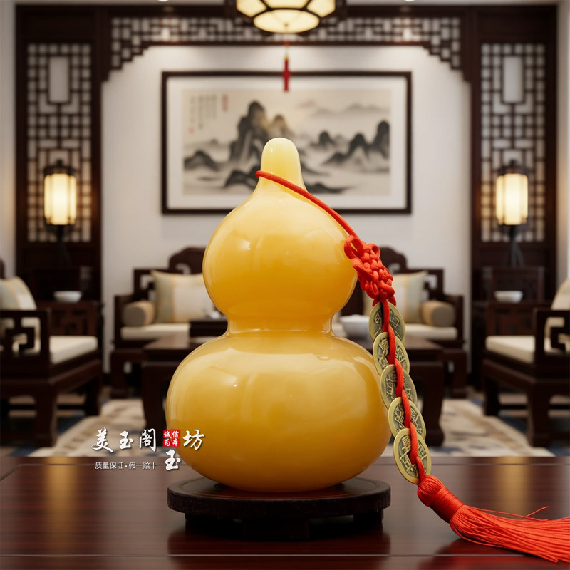 天然黄玉葫芦摆件招财镇宅图片