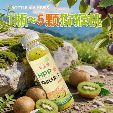 陕西特产HPP猕猴桃果汁鲜榨果肉100%原浆纯果汁248毫升×8瓶
