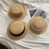 原创三角针编织小沿拉菲草帽子女夏天出游度假逛街遮阳帽气质礼帽