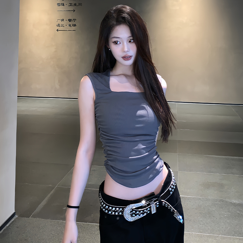 收腰E7Q8方领背心吊带甜辣