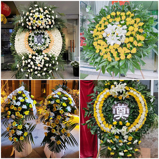 荆州松滋市石首市洪湖市鲜花同城配送殡仪馆白事花圈祭奠丧事花蓝