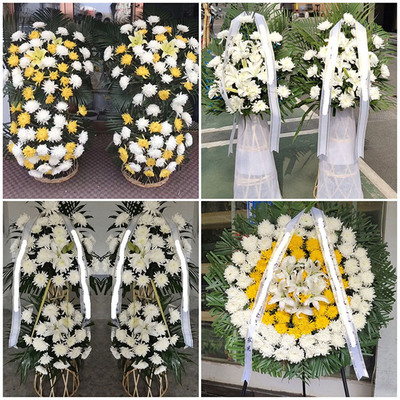 扬州高邮市仪征市宝应县鲜花同城配送殡仪馆白事花圈祭奠丧事花蓝