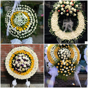 贺州市昭平县钟山县富川县鲜花同城配送灵堂白事花圈祭奠丧事花蓝