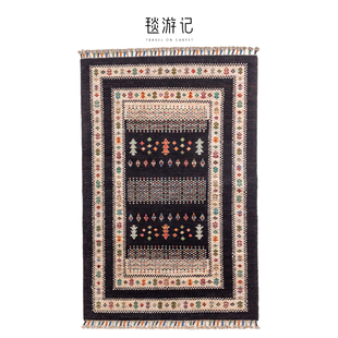 毯游记 阿富汗进口手工打结羊毛地毯游牧民族风编织无胶地垫