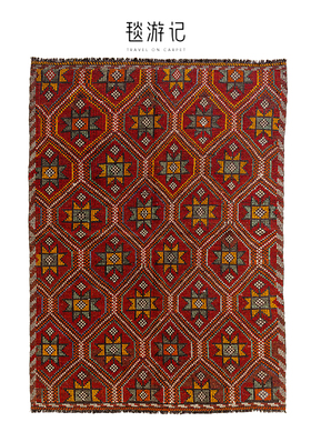 毯游记 土耳其原装进口手工Kilim羊毛地毯客厅红色地毯230x170CM