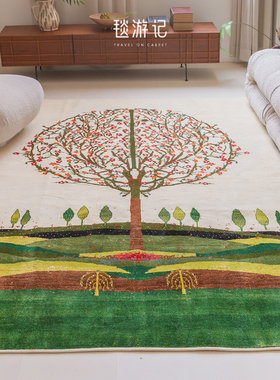 毯游记 伊朗进口绿色生命树羊毛地毯高级感波斯手工编织245x167CM