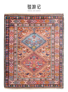 毯游记 阿富汗手工羊毛复古红色客厅地毯波斯编织高级感167x133CM