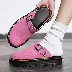Martin Sandals Women's Summer New Style Anti Velvet Leather Baotou Boken Shoes Couple's Breathable Genuine Leather Thick soled Muller Shoes Men