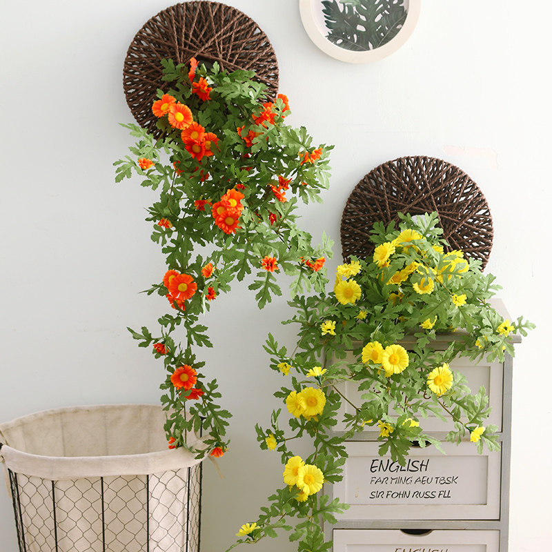 彷真绿植假花蔷薇花玫瑰月季花壁挂挂墙吊兰吊篮遮挡阳台花园装饰图片