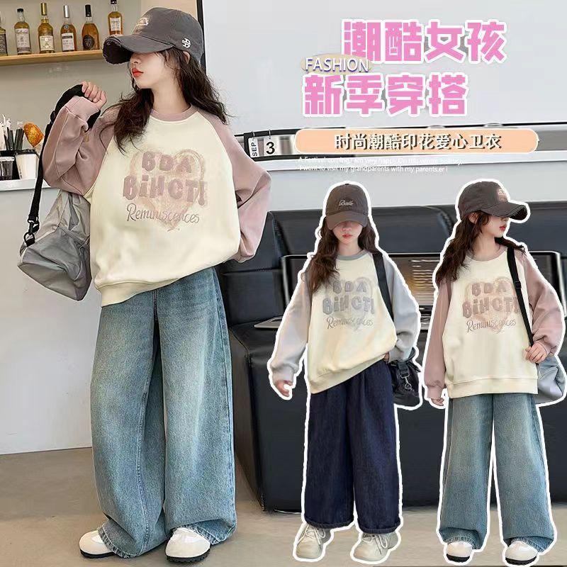 春装新款女童圆领宽松洋气卫衣