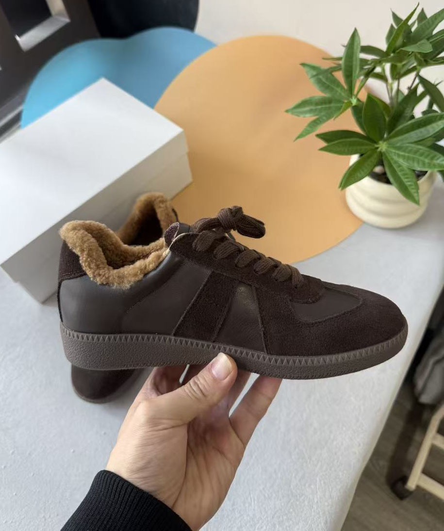 女款冬季棉鞋牛皮羊毛内里保暖百搭舒适休闲德训鞋运动鞋